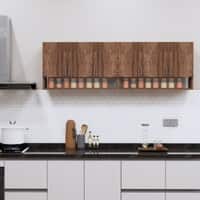 6 Doors Modular Wall Mounted Kitchen Cabinet With Organizer Shelf In Cochwood Brown Finish