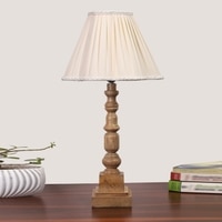 Devansh Off-White Cotton Vintage  Lamp With Wood Base (12X12X22.75)