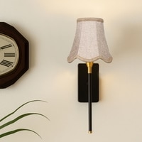 Devansh Metal Electric Wall Light in Black Colour with Beige Shade Count of 1 Light