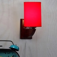 Devansh Solid Wood Electric Wall Light in Red Colour with Red Shade Count of 1 Light