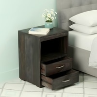 Kassel Sheesham Wood Bedside Table in Mahogany Finish
