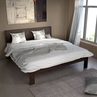 Terence Solid Wood King Size Upholstered Bed Without Storage (Mahogany Finish)