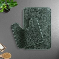 Luxe Home Polyester Newman Contour Bath Mat Set of 2 (Hunter Green 45x75 cm & 40x45)