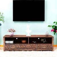 Vintara Sheesham Wood Contemporary TV Entertainment Unit for TV upto 65 inch in TEAK FINISH