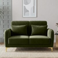 Monly Velvet 2 Seater Sofa Olive Green Color