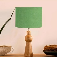 Devansh Green Jute  Table Lamp With  Wood Natural Base (7X18.25 Inches)-17