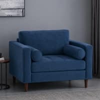Bruch Boucle Fabric Arm Chair in Blue Colour