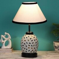 Annalise Multicolor cotton Glass Table lamp with Iron Base