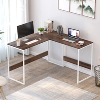 BLUEWUD Corbyn Engineered Wood Study and Computer Laptop Table for Home or Office, WFH Desk, with Metal Legs for Adults Kids Students Work from Home (L- Shape, Brown Maple & White)