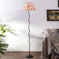 Elaine Multicolour Fabric Floor Lamp with Black Iron Base