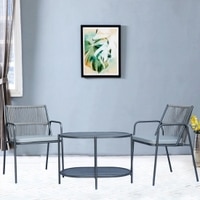 Crema Outdoor Table Set with 1 Table and 2 Chairs Gun Metal In Grey