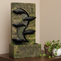 Green Gold Contemporary Leaf Indoor Water Fountain