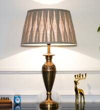 IPSWICH INGLEBY Gold Finish Aluminium Table Lamp with Beige Pleated Shade
