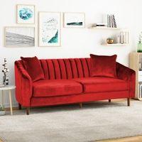 Mid Century Fabric Sofa (Red Velvet)