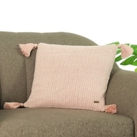 Moss Knit Pearl Pink Natural Cushion Cover 16X16  Inches