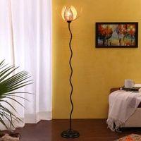 Thessaly Black Bamboo Shade Floor Lamp