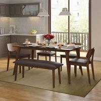 Lawson Solid Wood 6 Seater Dining Table In Walnut Finish