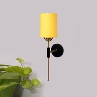 Devansh Metal Electric Wall Light in Black Colour with Yellow Shade Count of 1 Light