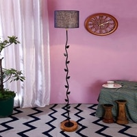 Felicia Blue Cotton Shade Floor Lamp