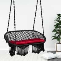 Swingzy Premium Large Round Double Seater Swing Chair with Cushion Black