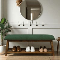 Honefoss Solid Wood Shoe Rack with Seating in Walnut Brown finish