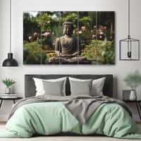 The Castle Decor Lord Buddha Meditation Wall Art Framed Painting 27x48 Inch (Style 6)
