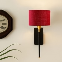 Devansh Metal Electric Wall Light in Black Colour with Maroon Shade Count of 1 Light