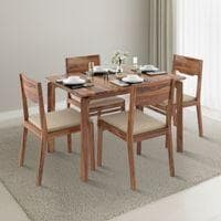 Catria - Kerry 4 Seater Dining Table Set (Colour- Wheat Brown , Finish- Teak)