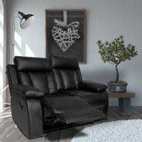 Magna Leatherette Two Seater Manual Recliner in Black Colour