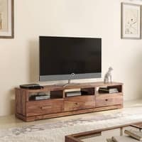 Carmond Solid Wood Free Standing TV Unit in Teak Finish