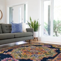 Sarah Navy Solid Hand-Tufted Wool 9X7 Feet Carpet
