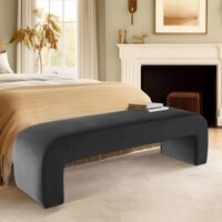 Floran Velvet 2 Seater Ottoman Bench in Dark Grey  Color