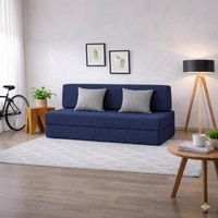 Coirfit Folding 2 Seater Double Foam Fold Out Sofa Cum Bed in Dark Blue Colour