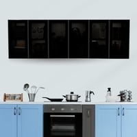 Aluminium Black Profile 6 Grey Tinted Glass Handless Shutters Wall Cabinet In Slate Grey Finish