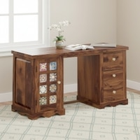 Gellar Sheesham Wood Study Computer Table In Natural Teak Finish