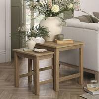 Wynmist Nesting Side Table Natural Mango Wood Top Light Wood Base