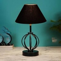 Alayah Black cotton Table lamp with Iron Base