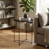 Scandinavian Xever Steel Side Table in Black Colour