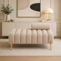 Doe Buck Luxury Boucle Accent Lounge Chair in Beige Colour with Gold Metal Legs