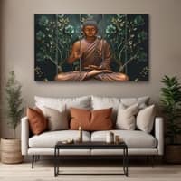 The Castle Decor Lord Buddha Meditation Wall Art Framed Painting 27x48 Inch (Style 18)