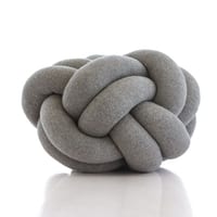 Nodo Cotton Knitted Decorative Grey Knot Pillow 11 x 11 Inches