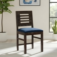 Rosslyn Sheesham Wood Dining Chair in Mahogany Finish & Navy Blue Velvet Cushion Seat