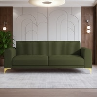 Veniza Velvet 3 Seater Sofa In Olive Green Colour