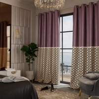 Stoa Paris Satin Long Door Curtain, 70% Blackout Curtains, Sun Protection, Set of 2, Versailles - Royal Rouge