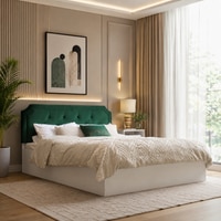 Citta Engineered Wood Queen  Size Bed With Hydraulic Storage (Melamine Finish, White Colour)