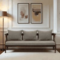 Colen 3 Seater Seater Wooden Sofa in Grey Fabric