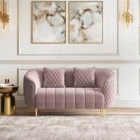 Amora 2 Seater Fabric Sofa in Faded Lilac Pink Velvet
