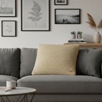 Anna Khaki Knitted Cushion Cover  16X16 Inches