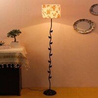 Philomena Multicolour Fabric Floor Lamp with Black Iron Base