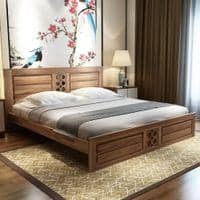 Dyla Sheesham Wood King Size Non Storage Bed In Teak Finish